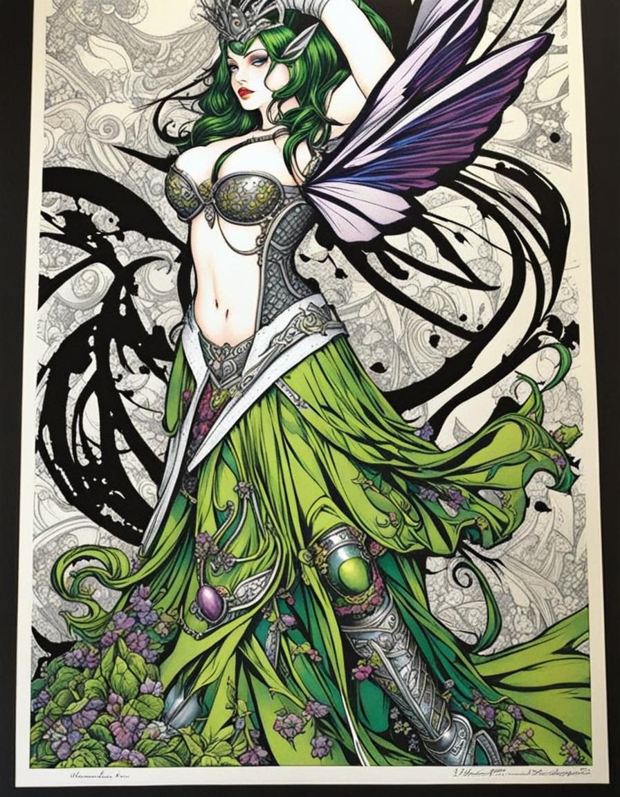 Warrior Absinthe Fairy in Colorful Comic Book Art