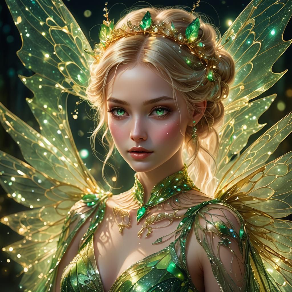 Beautiful Fairy Princess with Bioluminescent Gown