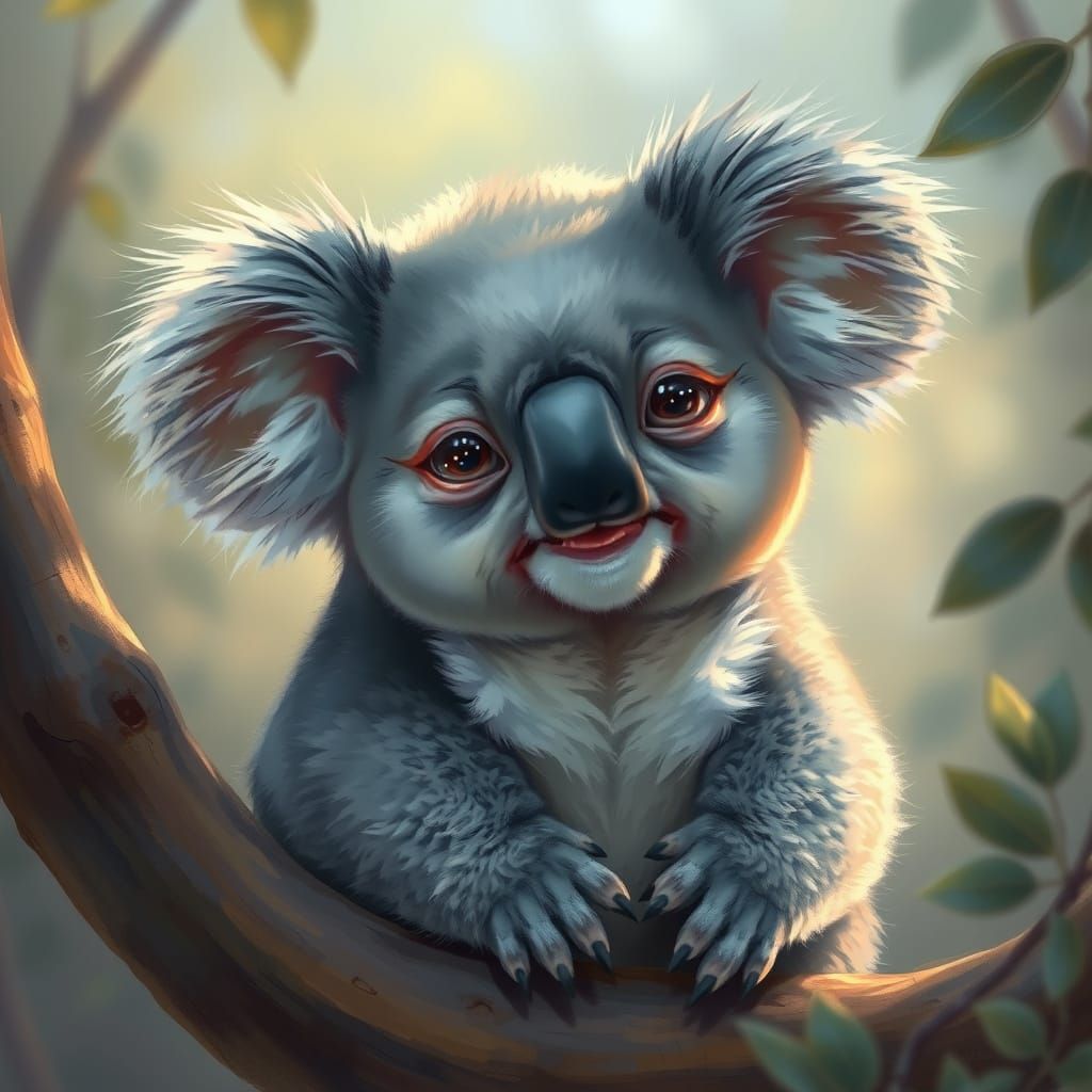 Cute Baby Koala in Hyperréaliste Art Style