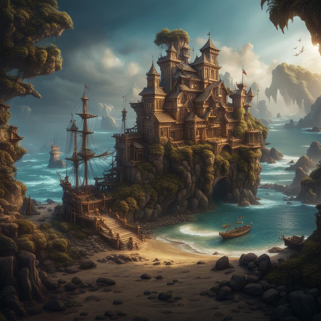 Treasure Island: Detailed Matte Painting in Deep Color