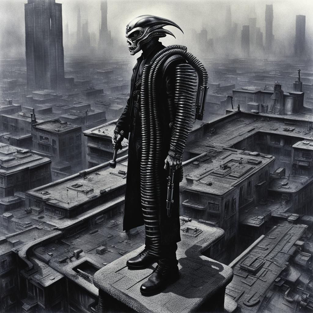 Cyberpunk Bladerunner in Giger Style