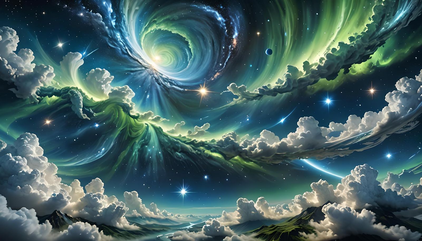 Celestial Wave Galaxy Wallpaper in Detailed Digital Art