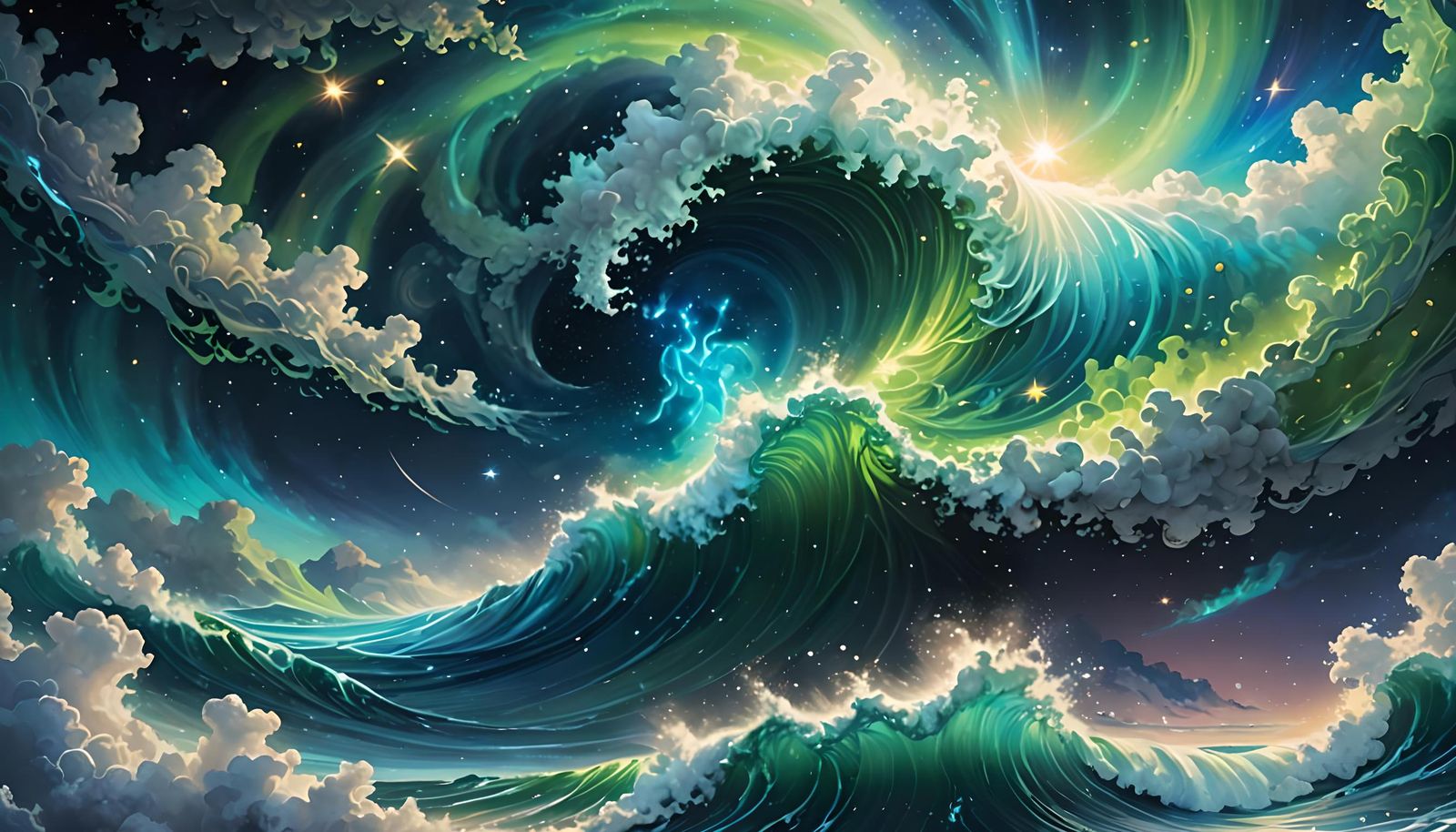 Celestial Wave Galaxy Wallpaper in Detailed Digital Art