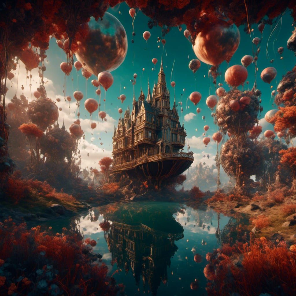 Surreal Steampunk Landscape in Dali Style