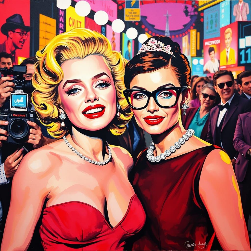 Hollywood Icons in Vibrant Pop Art Masterpiece