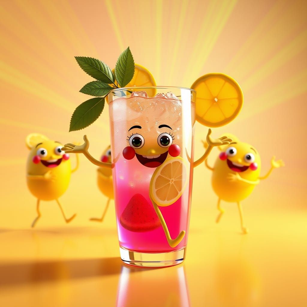 Whimsical Lemon Characters Dance in Vibrant 3D Art