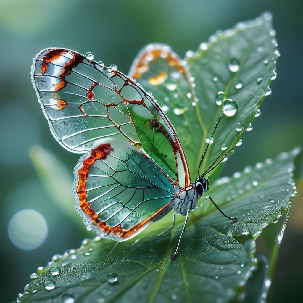 Delicate Glass Butterfly Macro Photography