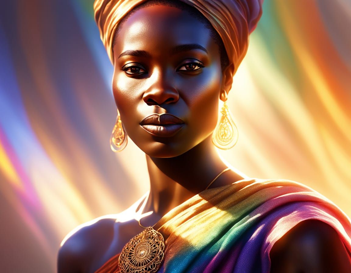 Dreamlike Portrait of African Woman in Prism Light