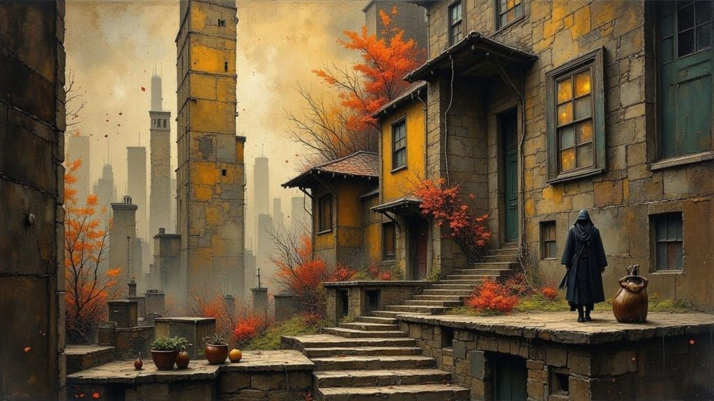 Mysterious Figure in Dark Ink Style Portrait