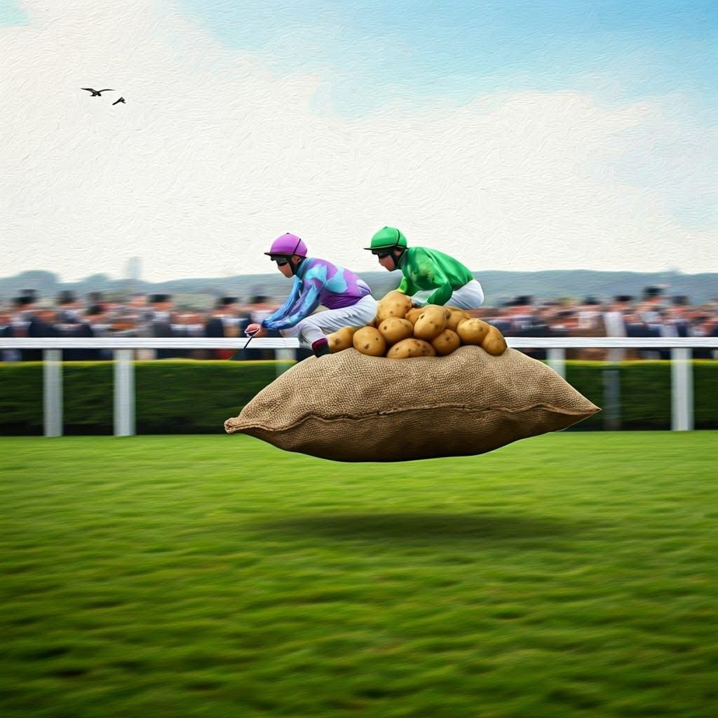 Surreal Potato Race at Royal Ascot: A Dreamscape