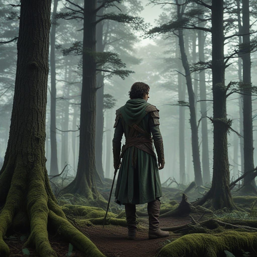 Mysterious Elven Assassin in Moonlit Forest