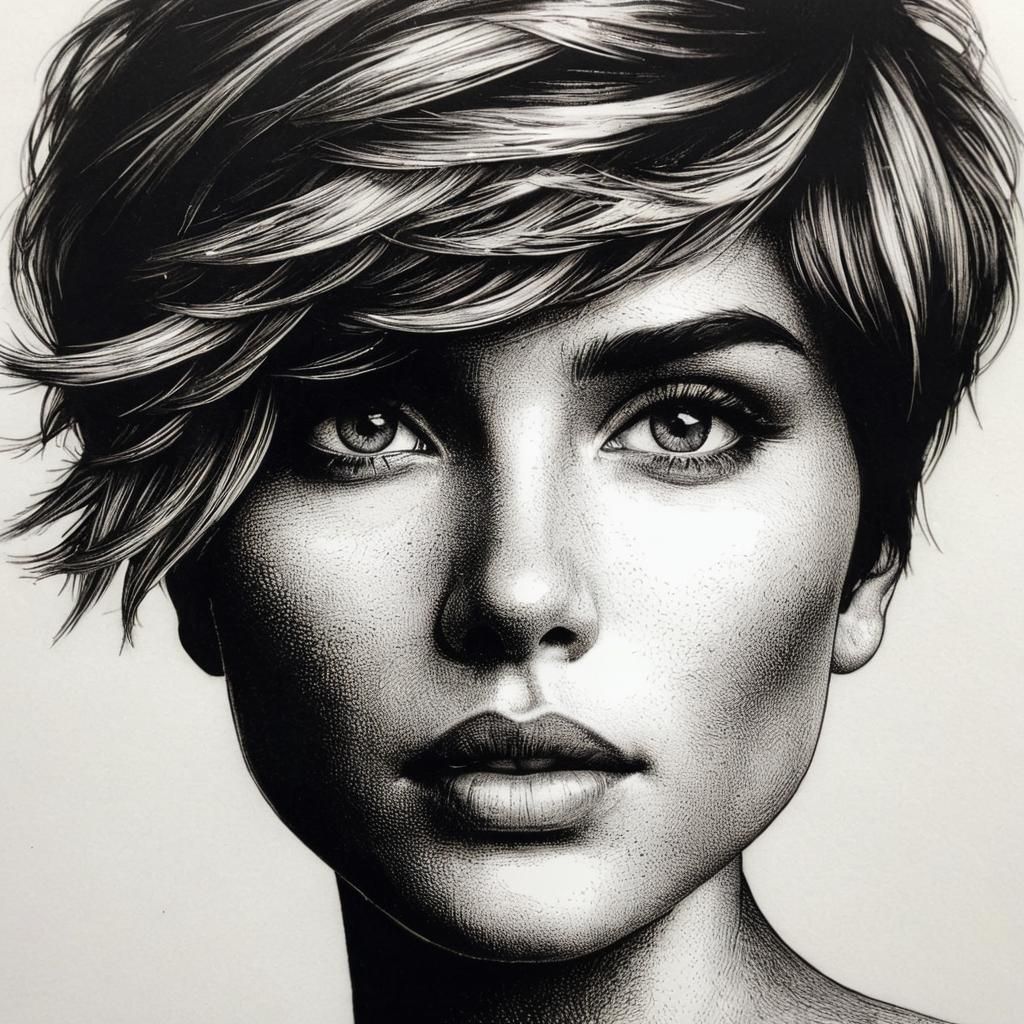 Hyperrealistic Portrait in Ink and Acrylic