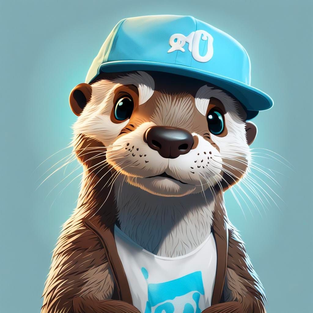Playful Otter Portrait in Cartoonish 3D Style