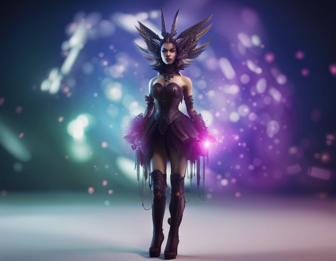 Dark Galaxy Queen in Hyperrealistic 3D Art