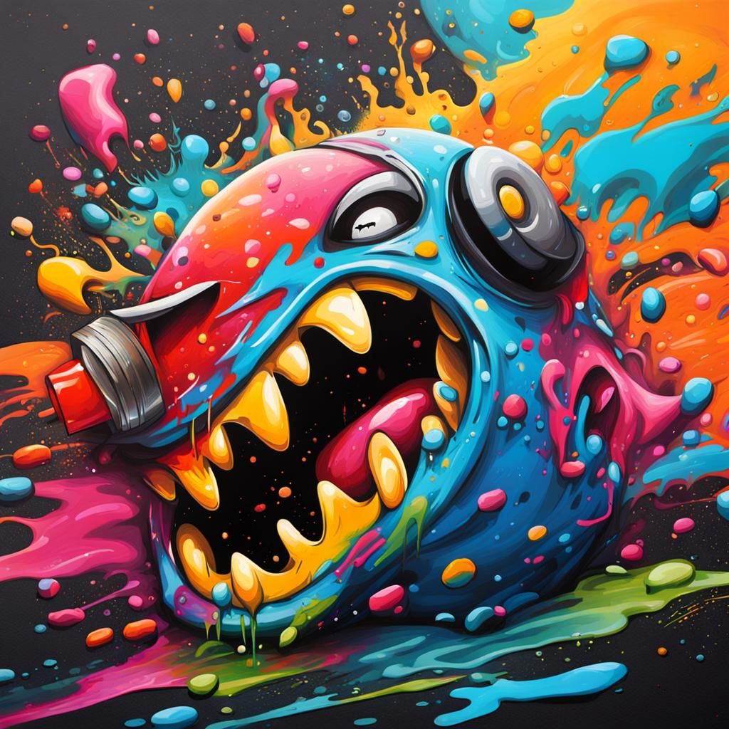 Colorful Graffiti Street Art with Splash Effects