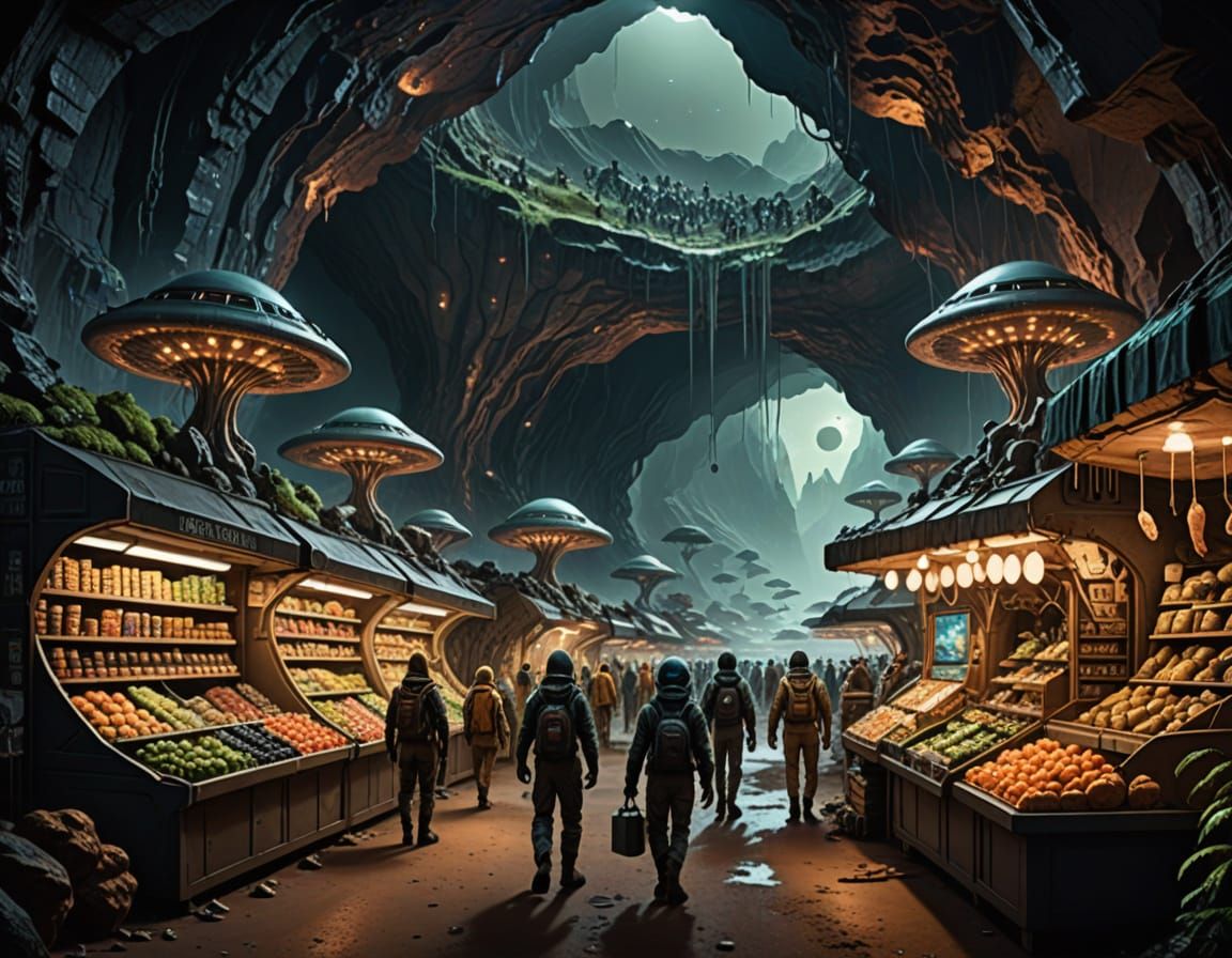 Extraterrestrial Marketplace on Alien Planet