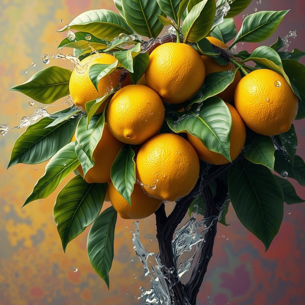 Hyperrealistic Lemon Tree Splash Art