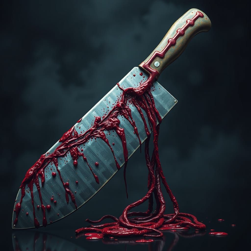 Surrealistic Butcher Knife in Dark, Atmospheric Style