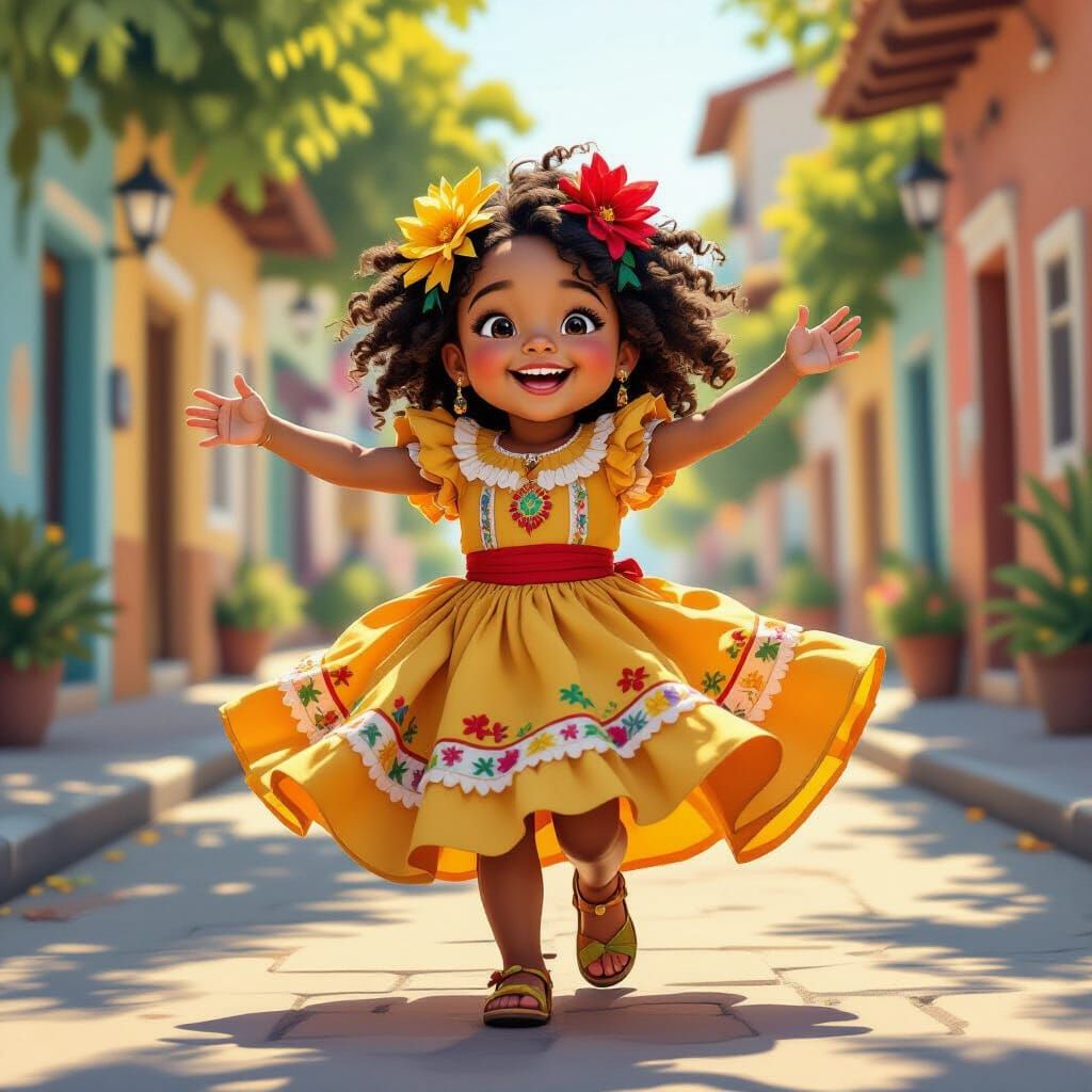 Joyful Girl Celebrates Hispanic Heritage Month in Vibrant At...