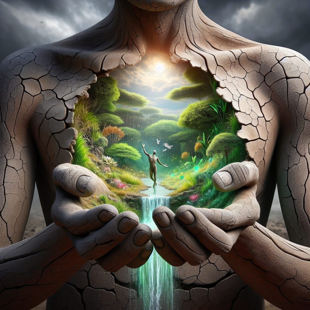 Barren Landscape Reveals Inner Oasis of Life