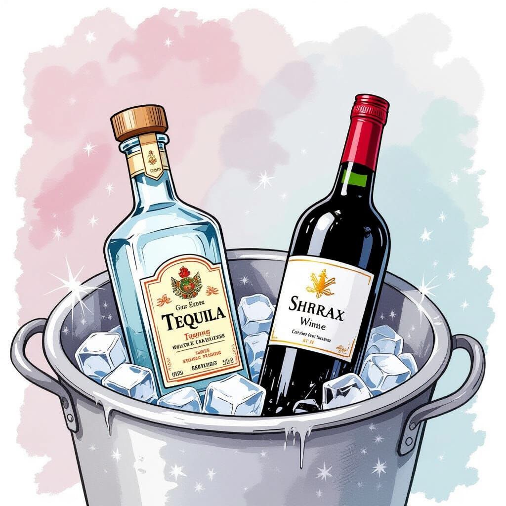 Tequila and Shiraz in Watercolor Whimsy