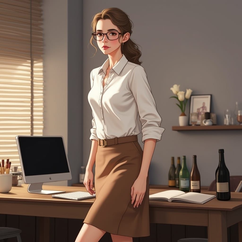 Young Woman Embracing Adventure at a Soothing Nighttime Part...