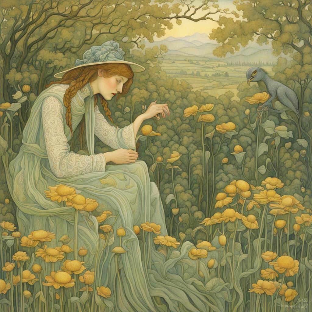 Ethereal Dreamscape in Art Nouveau Style