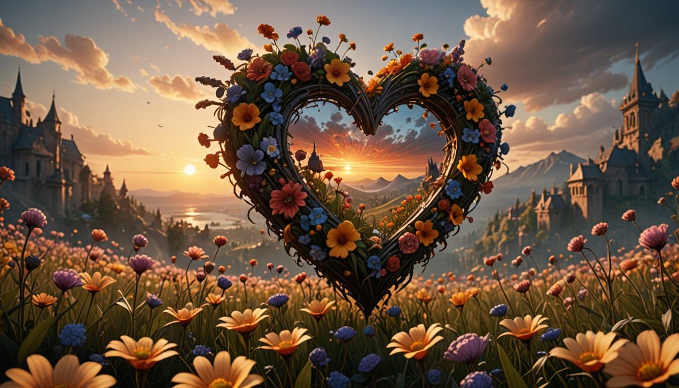 Heart of Blooming Beauty at Sunset