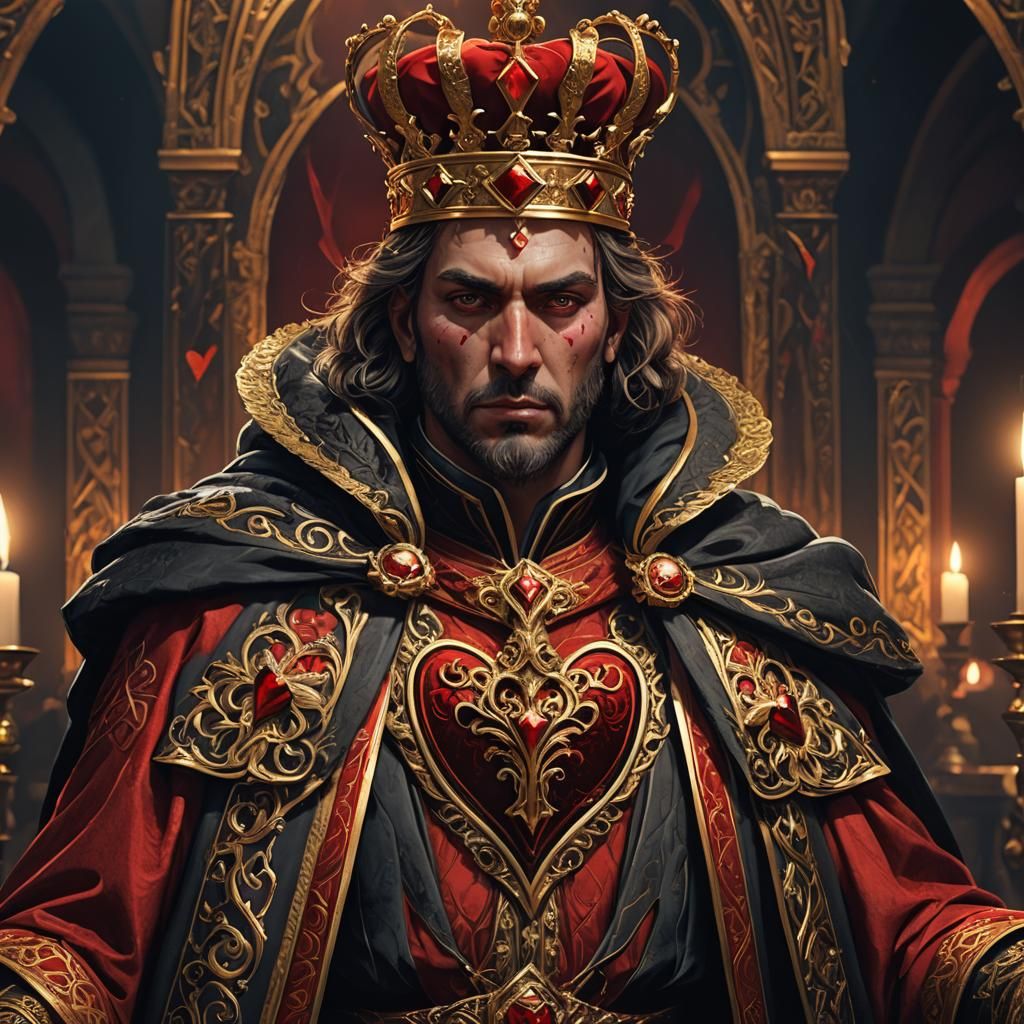 Majestic King of Hearts in Detailed Fantasy Art