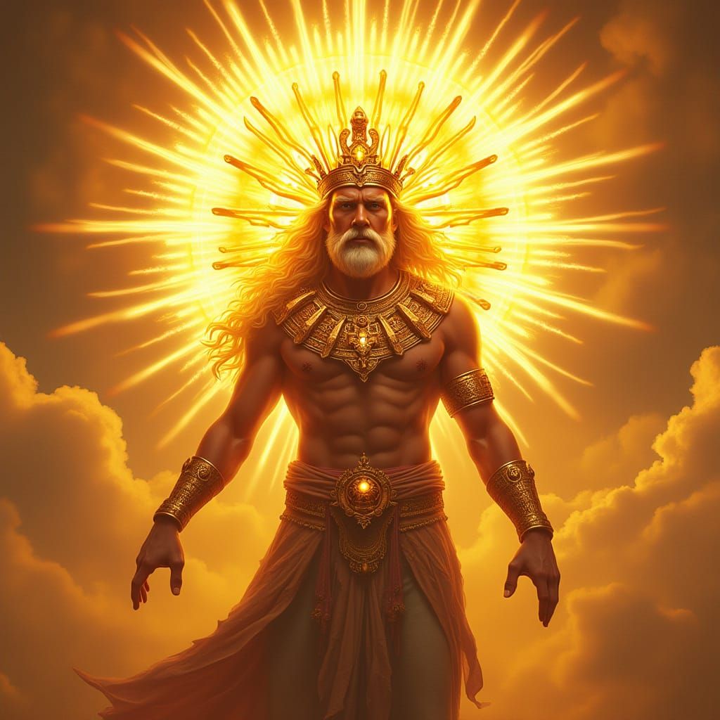 Majestic Sun God Inti in High-Fantasy Style