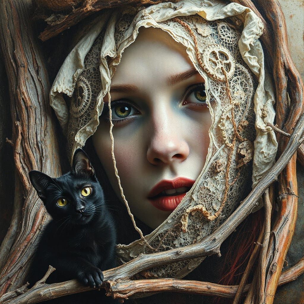 Punk Carnival Portrait in Abstract Expressionism Style