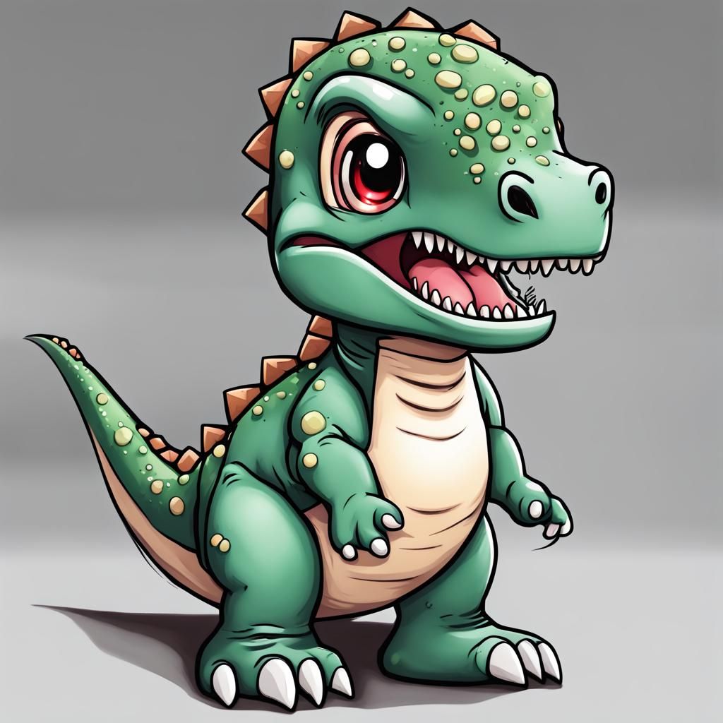 Chibi Dinosaur in Manga Style Illustration