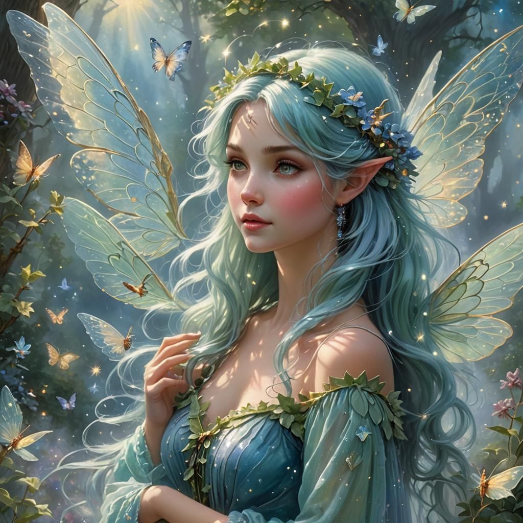 Ethereal Fairy with Stardust, Hyperdetailed Fantasy Art