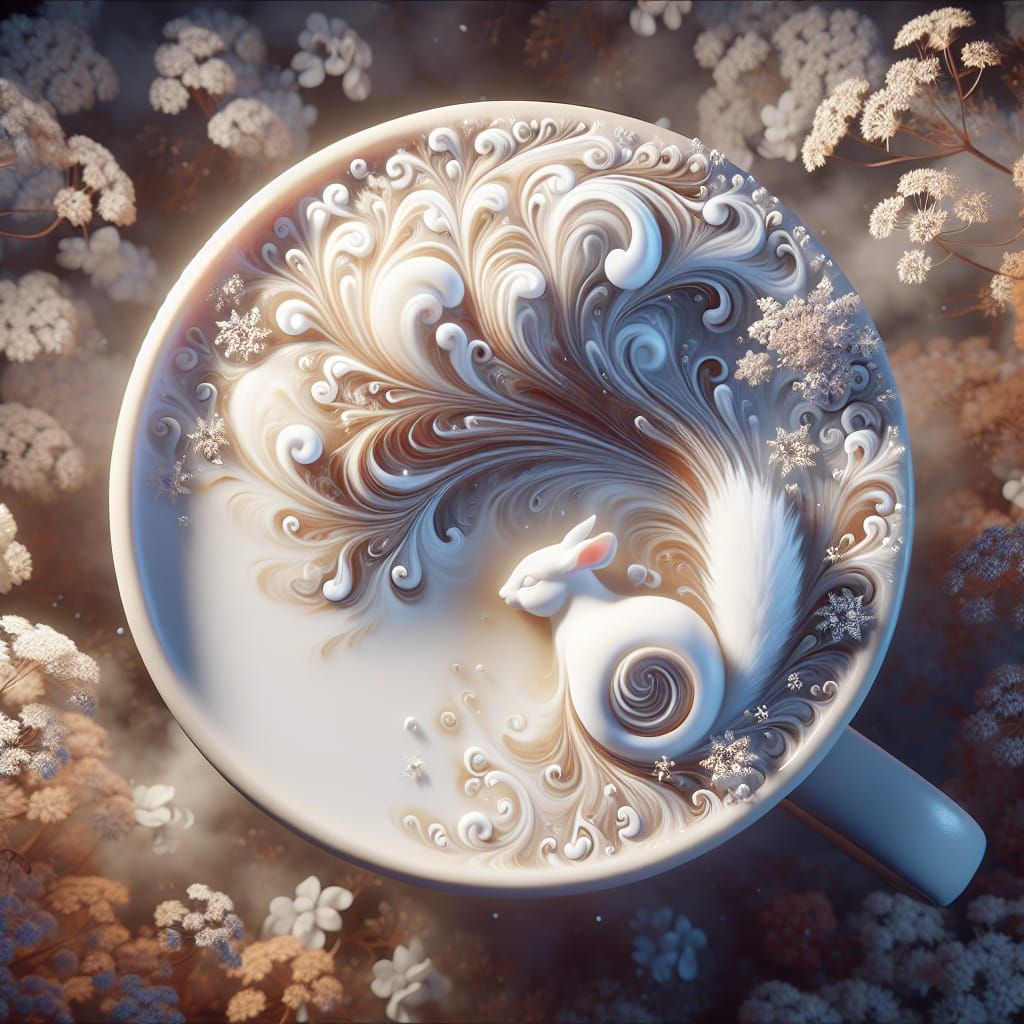 Squirrel Latte Art: Fantasy Matte Painting in 8K