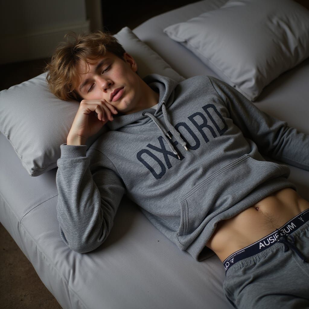 Sandy-Haired Young Man at Rest in Serene Repose
