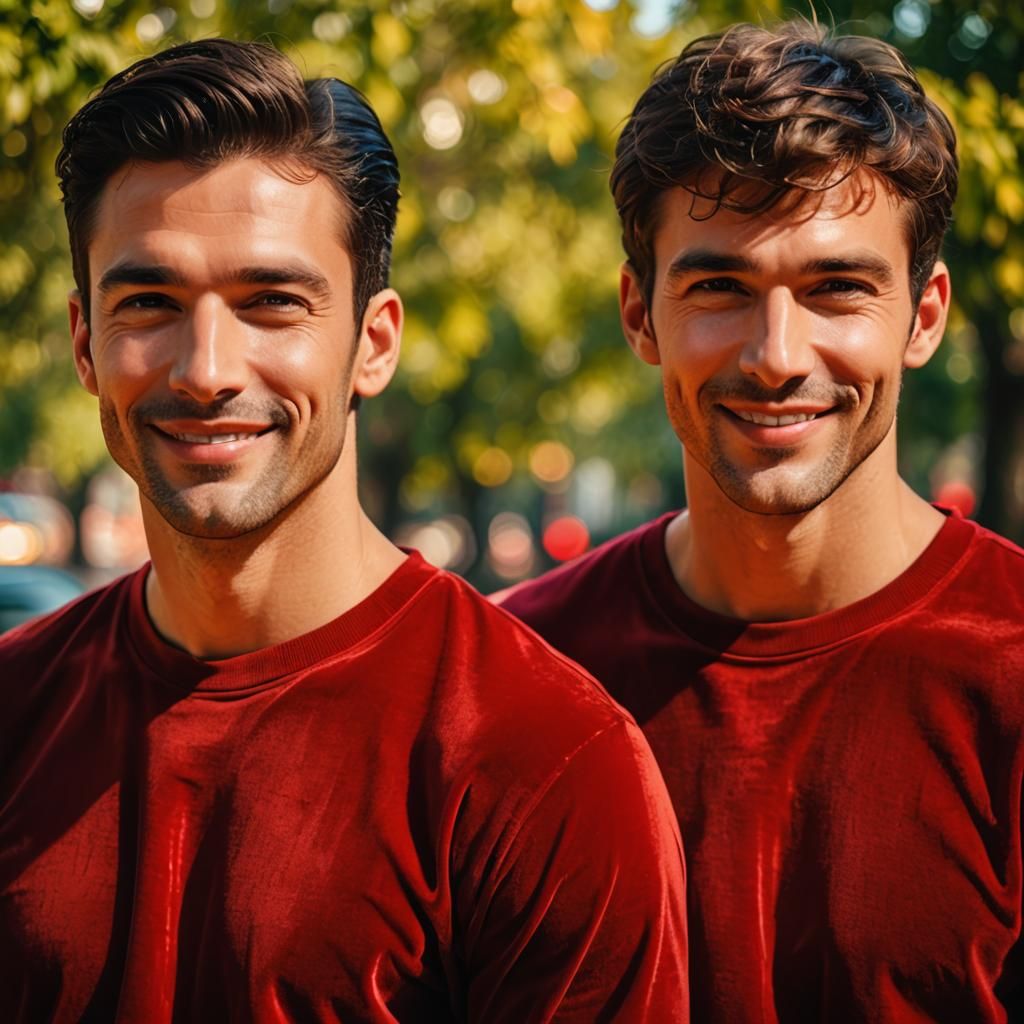 Photorealistic Portrait of Two Smiling Men