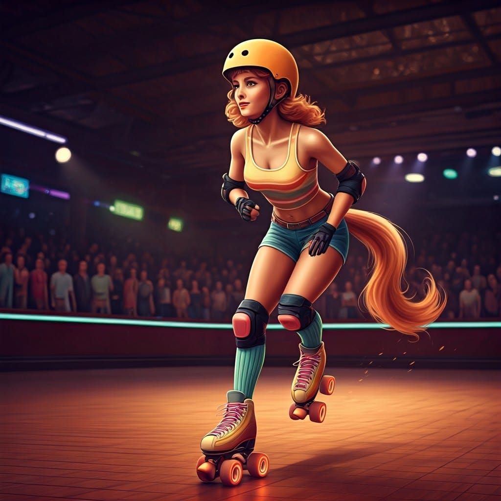 Centaur Roller Derby on Neon Lit Rink