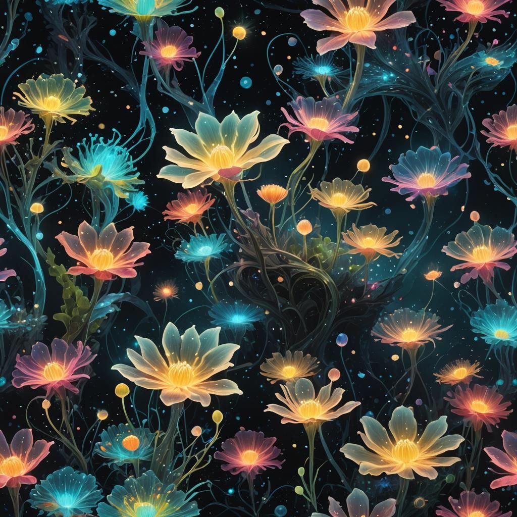 Bioluminescent Plants in a Mystical Alien Landscape