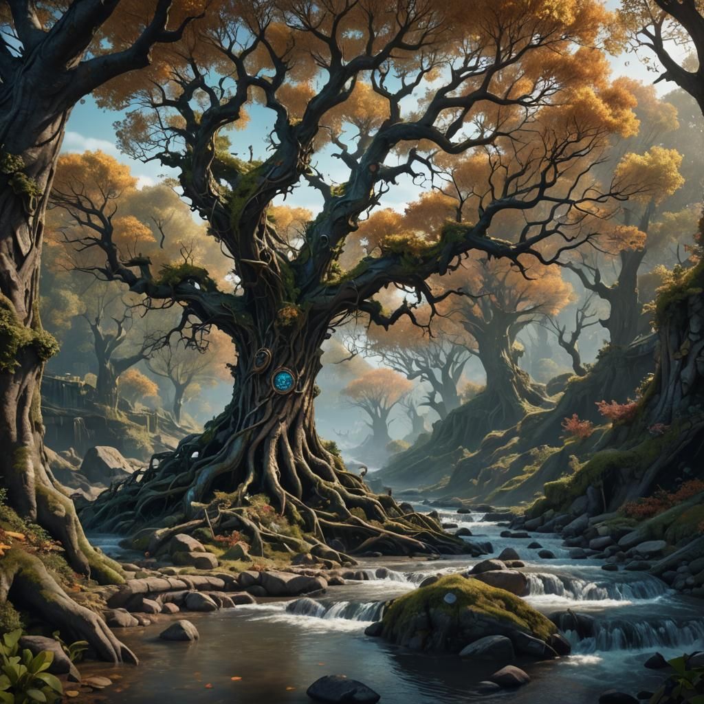 Dead Tree and Dry Stream: Fantasy Concept Art