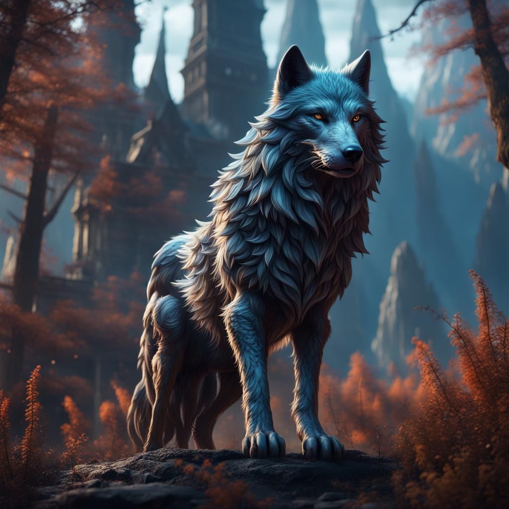 Mystical Wolf in Detailed Fantasy Concept Art