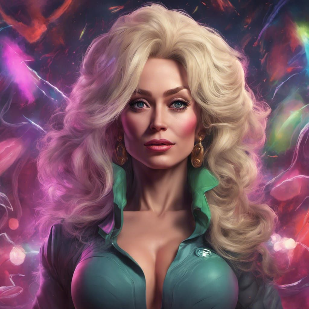 She-Hulk Dolly Parton Fusion Digital Portrait