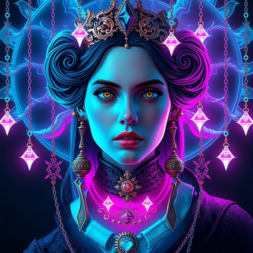 Mysterious Regal Woman in Glowing Fantasy Art