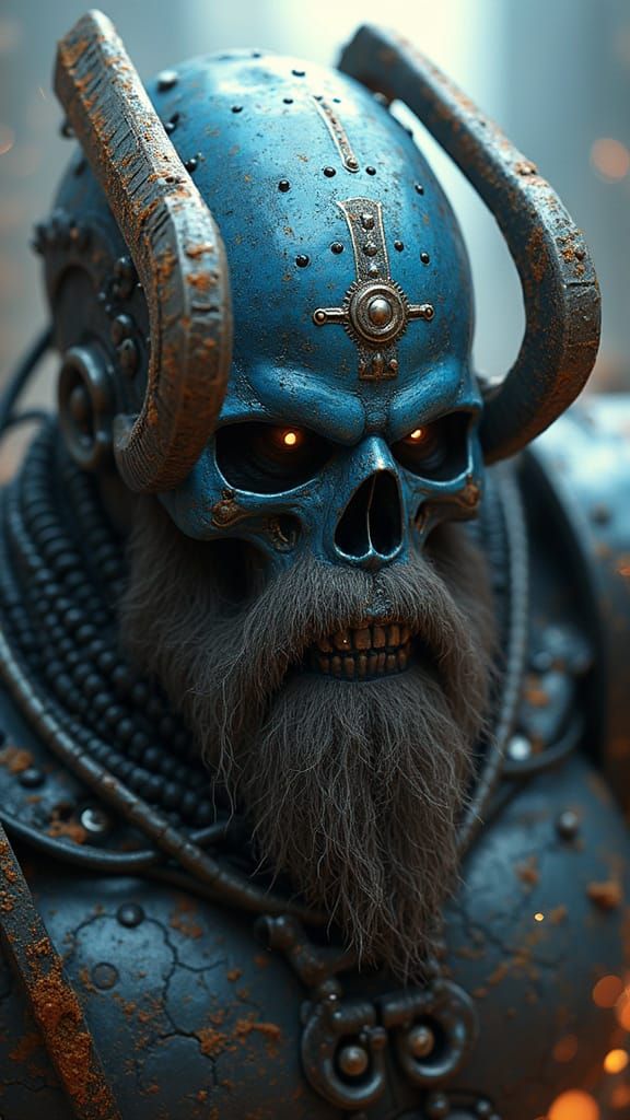 Monstrous Cybernetic Warlord in Hyperrealistic Style