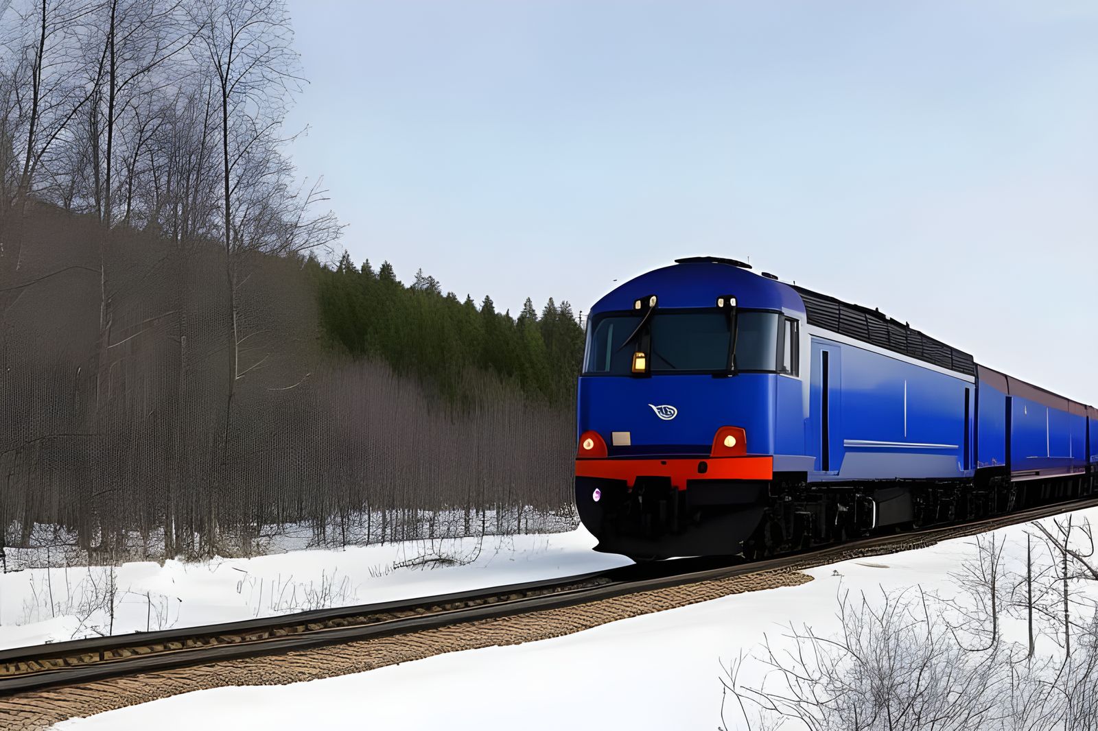 Winter Steam Train in Romantic Landscape