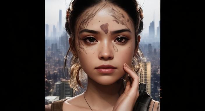 Biopunk Cityscape in Hyperrealistic Portrait View