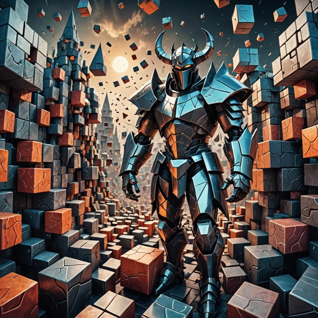 Surreal Cubist Demon Knight Dreamscape