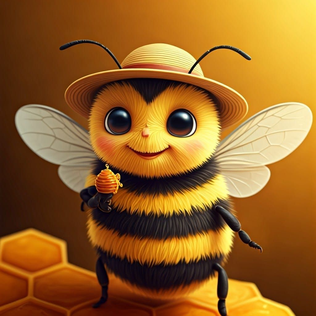 Cute Bee in Kawaii Japanese Illustration Style