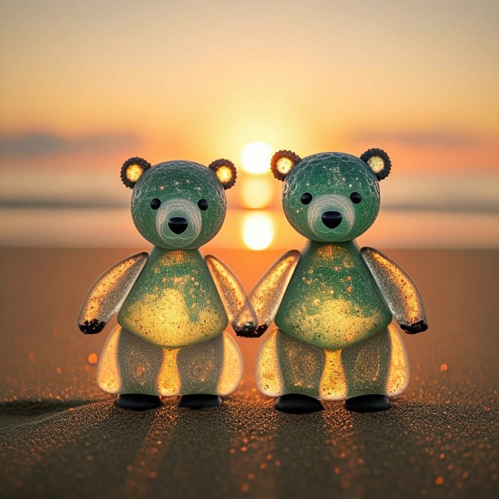 Sea Glass Couture Bear-Orchids Dance on the Beach