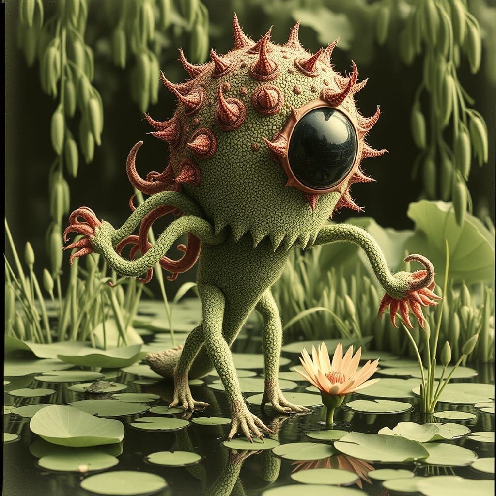 Cute Plant Creature in Botanical Illustration Style