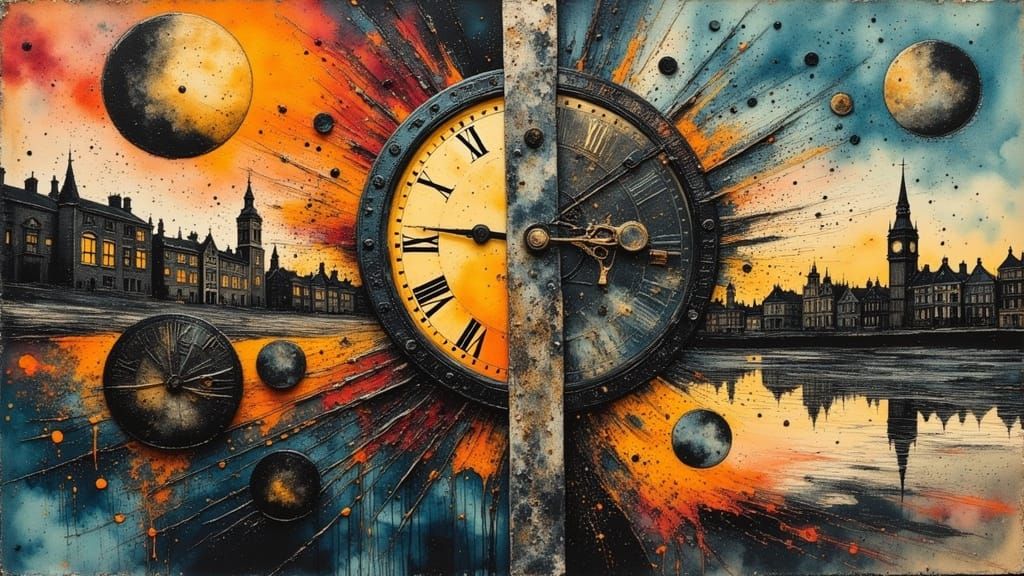 Clocks in Reverse: A Textured Impasto Time Study